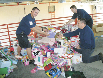 firefighters with toys